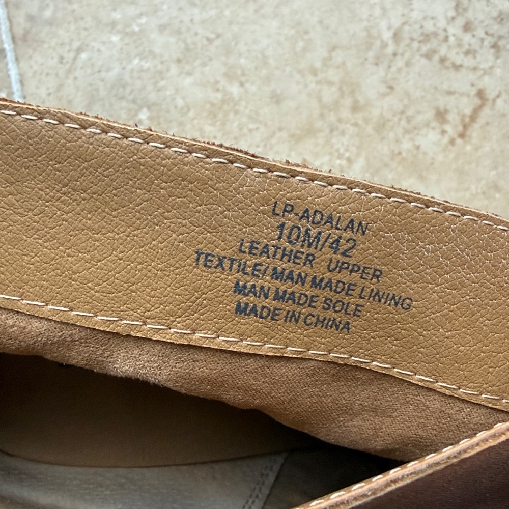 Lucky Brand Leather Ankle Boots Natural Putty Stacked Heel Back Zip Size 10/42 - Picture 8 of 15